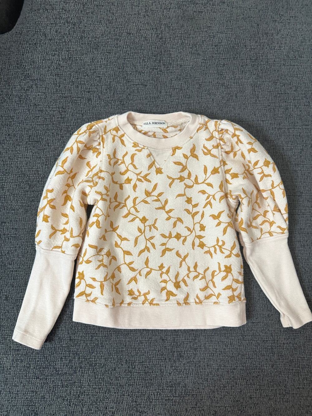 Ulla Johnson Ebba Pullover in Rose size 6 Girl Puff Shoulder Floral Leaf Print